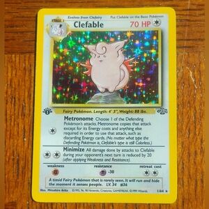 * LP WOTC 1st Edition Holo Clefable 1/64 Jungle Set Pokemon Card